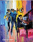 Maya Green Canvas Paintings - Jazz for Lovers